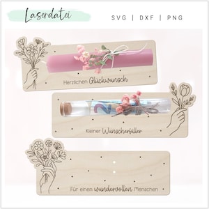 Carta regalo con file laser, portacandele, regalo in denaro, file plotter SVG tagliato al laser, etichetta regalo grazie, di' grazie