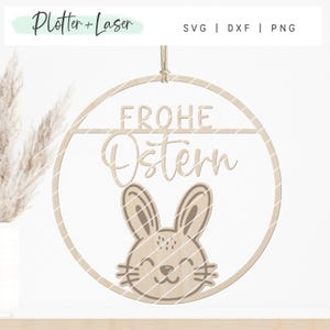 Laserdatei Osterkranz Loop Ring SVG Plotterdatei Lasercut, Türkranz Osterdeko Hasenkranz Holzkranz