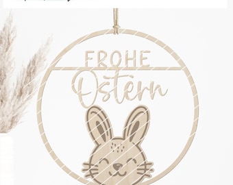 Laserdatei Osterkranz Loop Ring SVG Plotterdatei Lasercut, Türkranz Osterdeko Hasenkranz Holzkranz