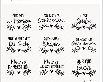 Plotter file Laser file Greetings, Thank you German SVG, gift tags, small gifts