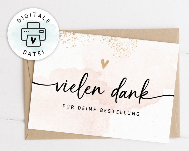  Danke Karte zum Ausdrucken A6/A7 - Etsy.de Illustration 