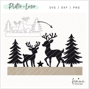 Fichier laser renne bloc de Noël décoration artisanat bloc modèle SVG traceur fichier laser découpé fichier vectoriel