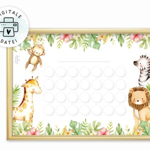 Beloningsbord jungledieren, digitaal bestand om af te drukken