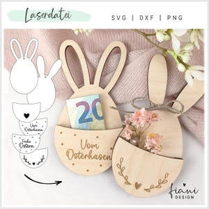 File laser SVG Uova di Pasqua Pasqua, denaro regalo ciondolo laser legno carta SVG regalo di Pasqua