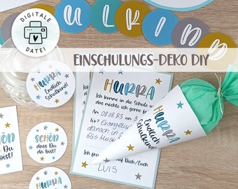 Einschulung DIY Tischdeko, Gastgeschenke, Einladung