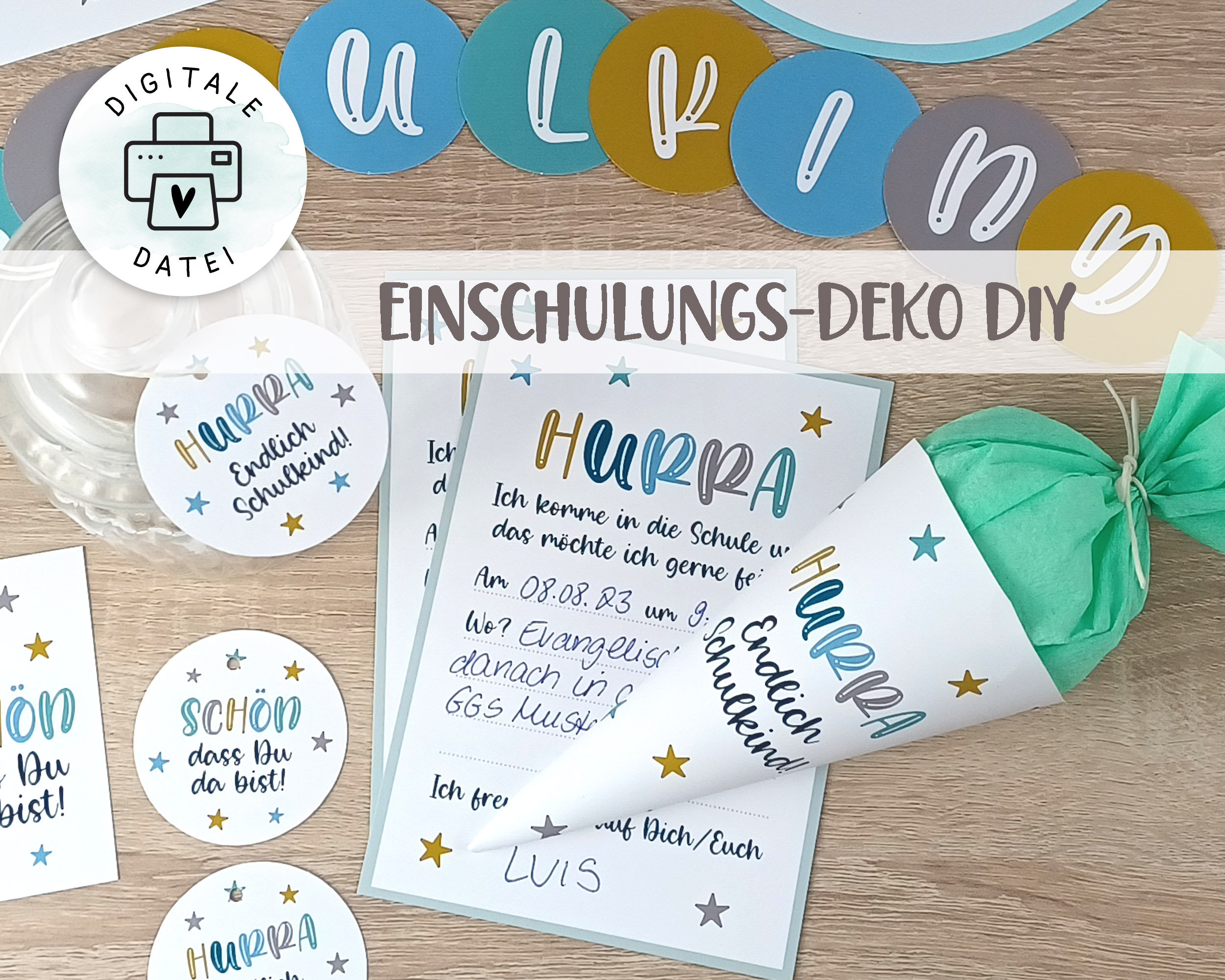 School enrollment DIY table decoration, party favors, invitation