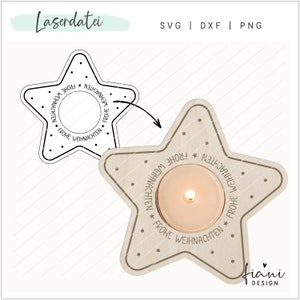 Laserbestand theelichthouder ster SVG plotterbestand lasergesneden, geschenken maken