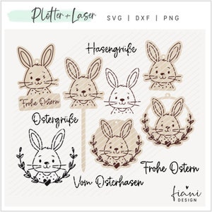 Plotterdatei Laserdatei Osterhase Anhänger Laser Holz Papier SVG