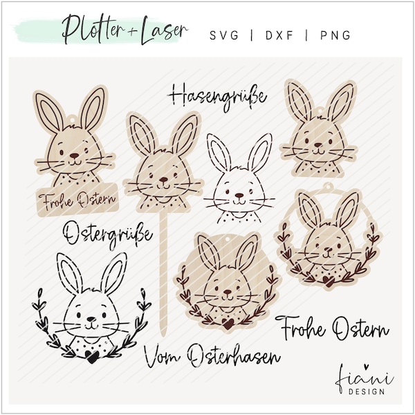 Plotterdatei Laserdatei Osterhase Anhänger Laser Holz Papier SVG