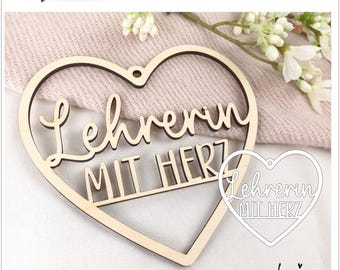 Serce z pilnikiem laserowym "Nauczyciel z sercem" pętla pierścień SVG plik ploterowy cięcie laserowe, pierścień drewniany drewniany wieniec, prezent dla nauczyciela