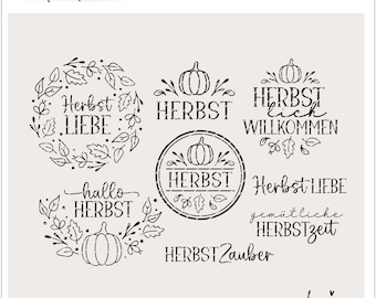 Plotter file set autumn pumpkin leaves SVG