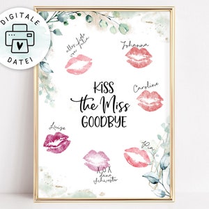 Image Party Game "Kiss the Miss" JGA Bridal Hen Party Reminder Guest Book