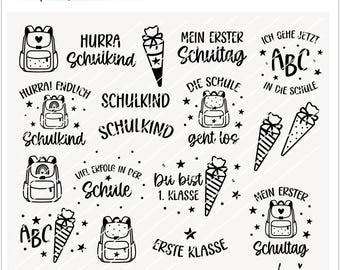 Plotter file school enrollment schoolchild school start SVG, school bag school cone
