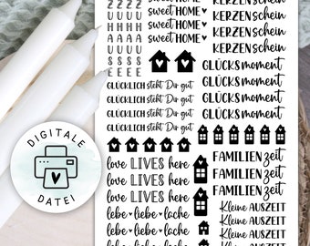Szablon tatuaży na świece Naklejki na świece w formacie PDF, chwile szczęścia