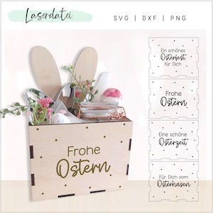 Fichier laser Panier de Pâques SVG Emballage cadeau découpé au laser, Lapin de Pâques Cadeau de Pâques Boîte de Pâques