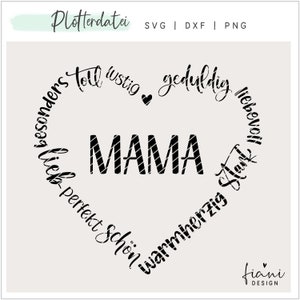 Plotterdatei Mama Muttertag Herz SVG