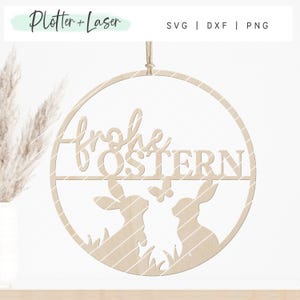 Laserdatei Osterkranz Loop Ring SVG Plotterdatei Lasercut, Osterhasen, Holzring Osterdeko Türkranz Türdeko