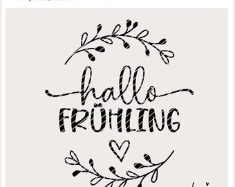 Plotter file Hello Spring with flower tendril SVG