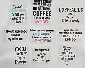 UV-DTF Coffee Lover-stickers: koop de set en ontvang er één gratis!