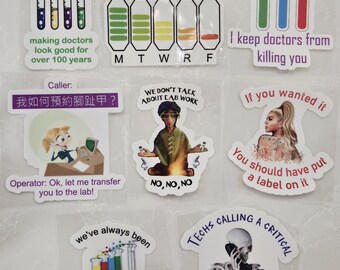 UV-DTF-stickers medisch laboratorium - grappig!  Laboratoriumhumor