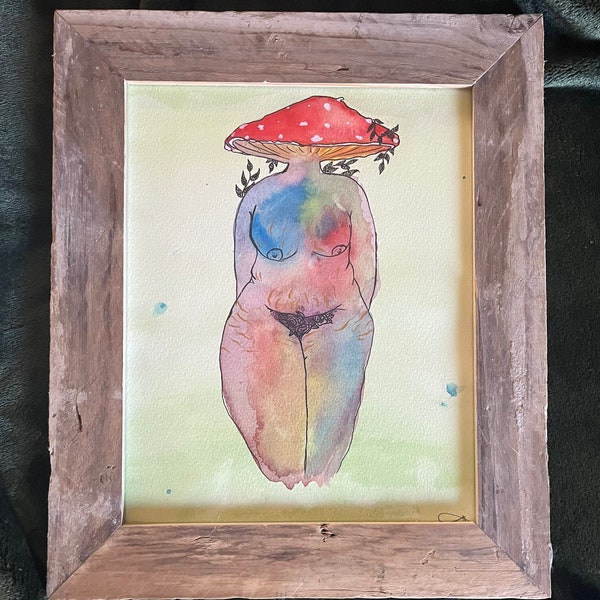 Water color mushroom woman