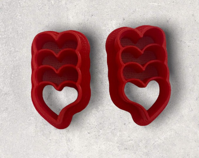 Four Heart Dangle Clay Cutter Set | Polymer clay shape cutter | embossing cutter |earring shape mold