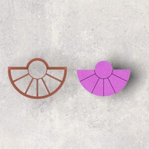 Embossed Demi Circle Clay Cutter  | Polymer clay shape cutter | embossing cutter |earring shape mold | ceramic pottery | handmade earring