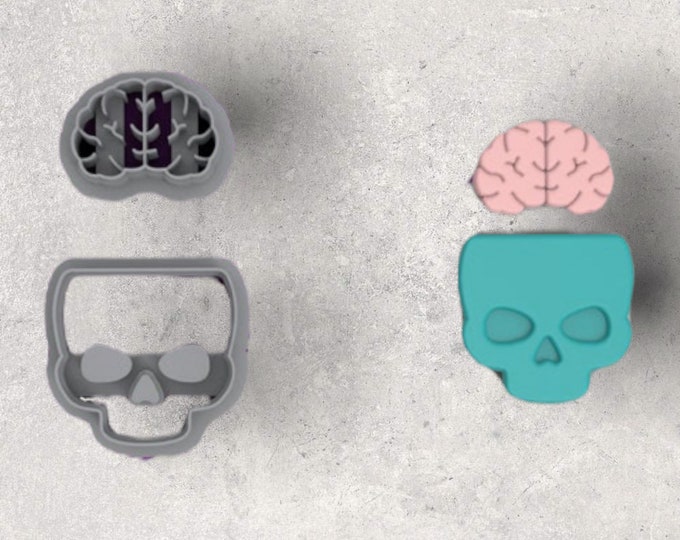 Halloween Skull with Brian Clay Cutter| Polymer clay shape cutter | embossing cutter |earring shape mold | ceramic pottery