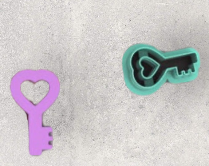 Valentines Heart Key Clay Cutter| Polymer clay shape cutter | embossing cutter |earring shape mold | ceramic pottery
