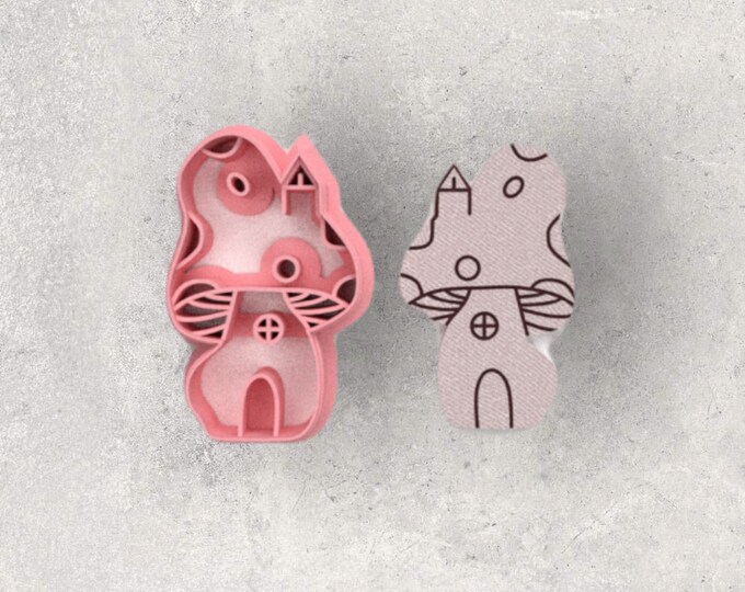 Mushroom House Clay Cutter| Polymer clay shape cutter | embossing cutter |earring shape mold | ceramic pottery