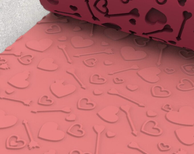 Valentine’s Heart & Key  Seamless Texture Roller  | Clay Roller I Pottery Roller I Polymer Clay Roller I Texture Rolling Pin |