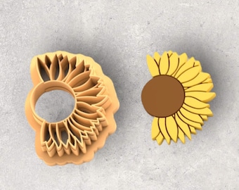 Spring Half Sunflower Clay Cutter / Taglierina a forma di argilla polimerica / taglierina per goffratura / stampo a forma di orecchino / ceramica ceramica