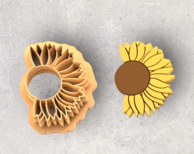 Spring Half Sunflower Clay Cutter| Polymer clay shape cutter | embossing cutter |earring shape mold | ceramic pottery