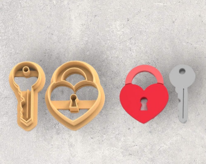 Valentines Lock & Key Clay Cutter| Polymer clay shape cutter | embossing cutter |earring shape mold | ceramic pottery