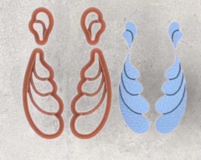 Feather Dangle Clay Cutter| Polymer clay shape cutter | embossing cutter |earring shape mold | ceramic pottery