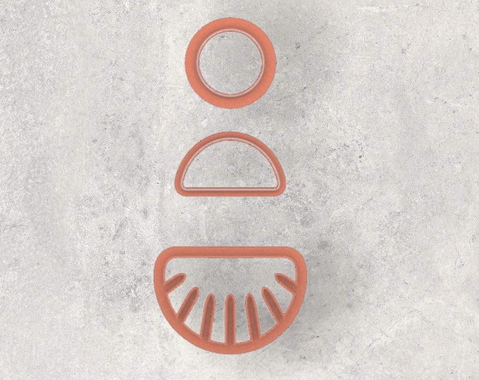 Rising Sun 3 Piece Dangle Clay Cutter| Polymer clay shape cutter | embossing cutter |earring shape mold | ceramic pottery