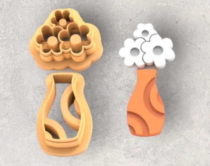 Vase Daisy Clay Cutter| Polymer clay shape cutter | embossing cutter |earring shape mold | ceramic pottery