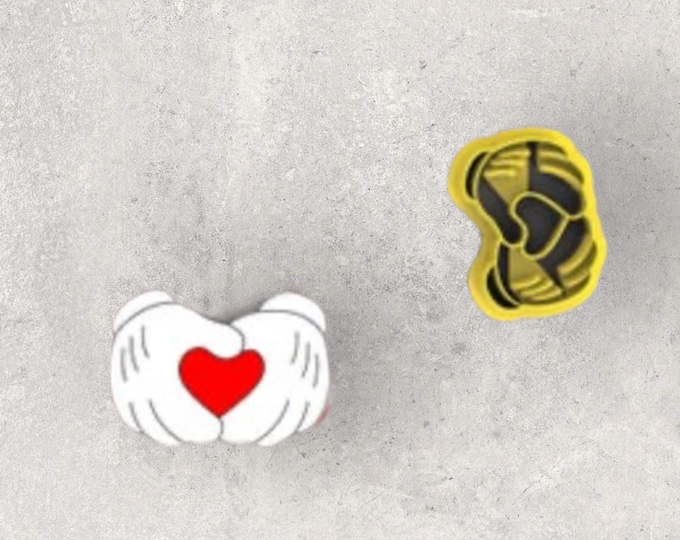Valentines Mickey Hand Heart Clay Cutter| Polymer clay shape cutter | embossing cutter |earring shape mold | ceramic pottery