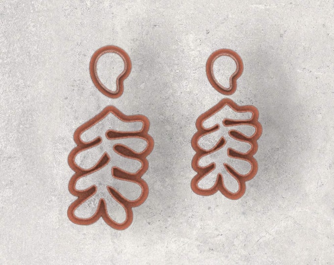 Hanging Leaf 2 Piece Dangle Clay Cutter| Polymer clay shape cutter | embossing cutter |earring shape mold | ceramic pottery
