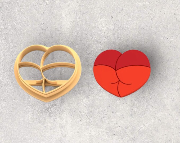 Valentines Heart Booty Clay Cutter| Polymer clay shape cutter | embossing cutter |earring shape mold | ceramic pottery