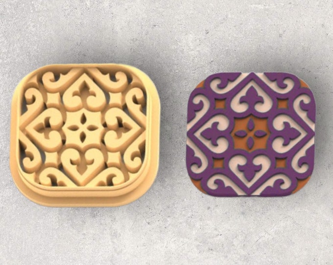 Moroccan Tile Clay Cutter| Polymer clay shape cutter | embossing cutter |earring shape mold | ceramic pottery