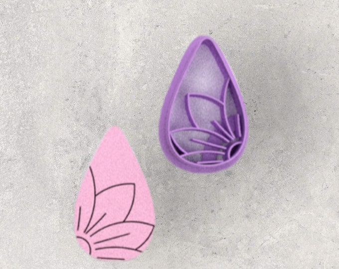 Flower Drop Clay Cutter| Polymer clay shape cutter | embossing cutter |earring shape mold | ceramic pottery