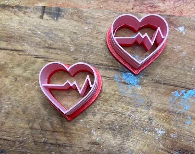 Heartbeat Clay Cutter | Polymer clay shape cutter | embossing cutter |earring shape mold | handmade earrings |