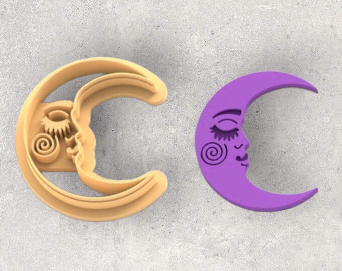 Sleeping Moon Clay Cutter| Polymer clay shape cutter | embossing cutter |earring shape mold | ceramic pottery