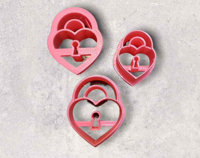 Heart Lock Embossed Clay Cutter | Polymer clay shape cutter | embossing cutter |earring shape mold | handmade earrings |