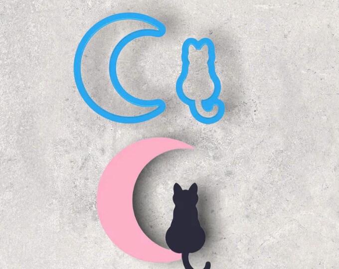Halloween Cat & Moon Clay Cutter| Polymer clay shape cutter | embossing cutter |earring shape mold | ceramic pottery