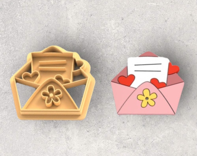 Valentines Heart Envelope Clay Cutter| Polymer clay shape cutter | embossing cutter |earring shape mold | ceramic pottery