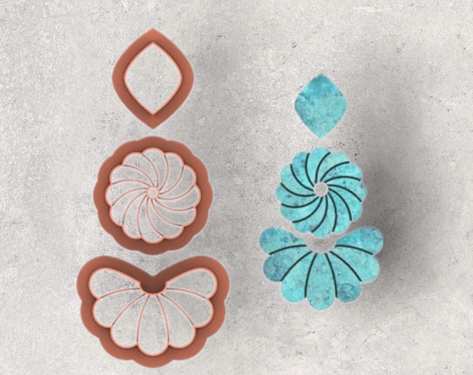 Emboseed Dangle Clay Cutter| Polymer clay shape cutter | embossing cutter |earring shape mold | ceramic pottery