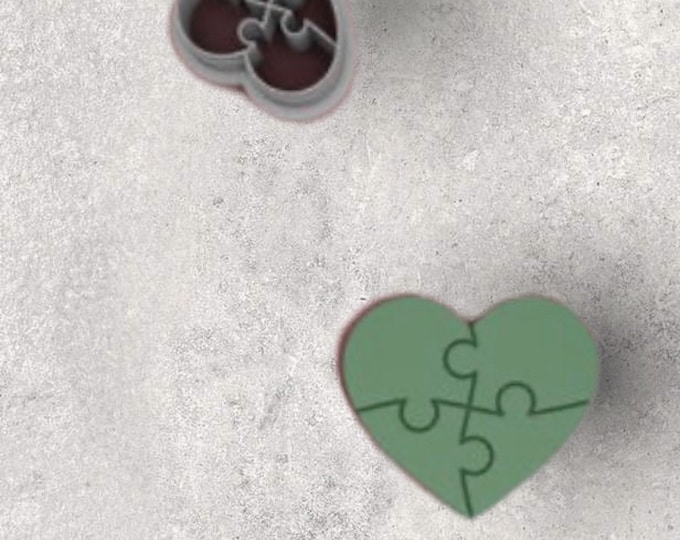 Heart Puzzle Clay Cutter| Polymer clay shape cutter | embossing cutter |earring shape mold | ceramic pottery