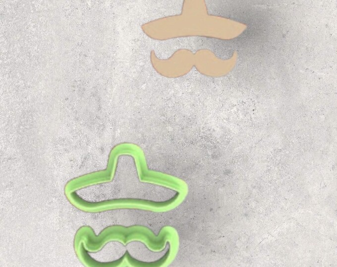 Cinco De Mayo Mushtash with Sombrero Clay Cutter| Polymer clay shape cutter | embossing cutter |earring shape mold | ceramic pottery